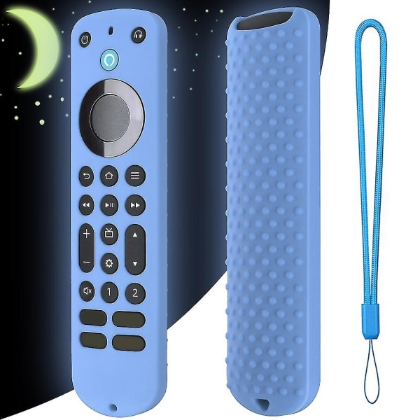 Silikone Sleeve Case-shell Anti-slip cover til Alexa Voice Remote Slagsikker Luminous blue