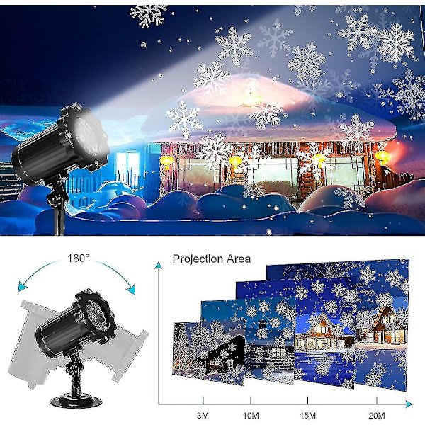 LED-projektor Julelys Snøfall Lys Med Fjernkontroll IP65 Vanntett Utendørs og Innendørs Juledekorasjon Snøfnugg LED Juleprojektor