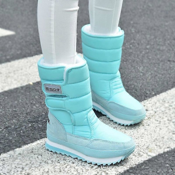 Damskor Vinterstövlar Snöskor Kvinnor Platta Vattentäta Halksäkra Damskor Flera Färger Femininas De Inverno Mujer Botas blue 36