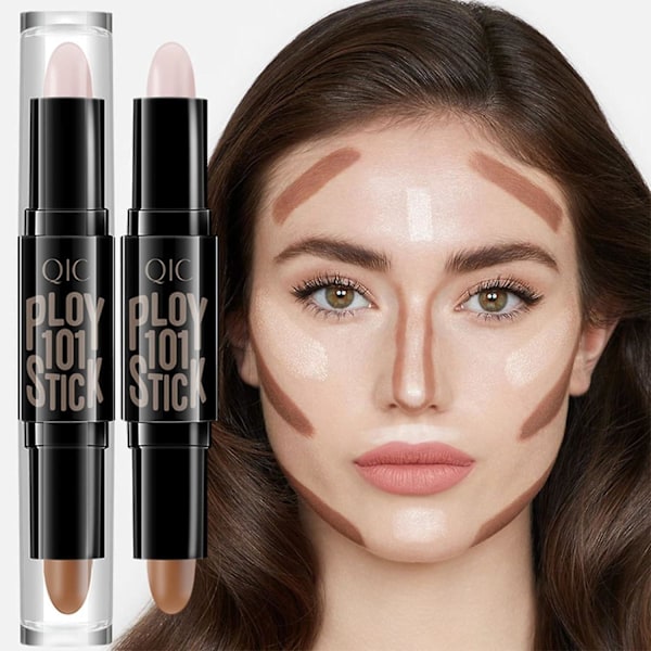 Highlight Contour Stick, 2 i 1 Makeup Shading Stick, Ansigts Highlighters Sticks, Concealer Contour Highlighter Stick Ivory and dark coffee