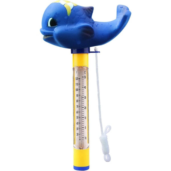 Flytende bassengtermometer, svømmebassengtermometer med snor, flytende vanntermometer for svømmebasseng, badevann, spa, boblebad, akvarier Shark