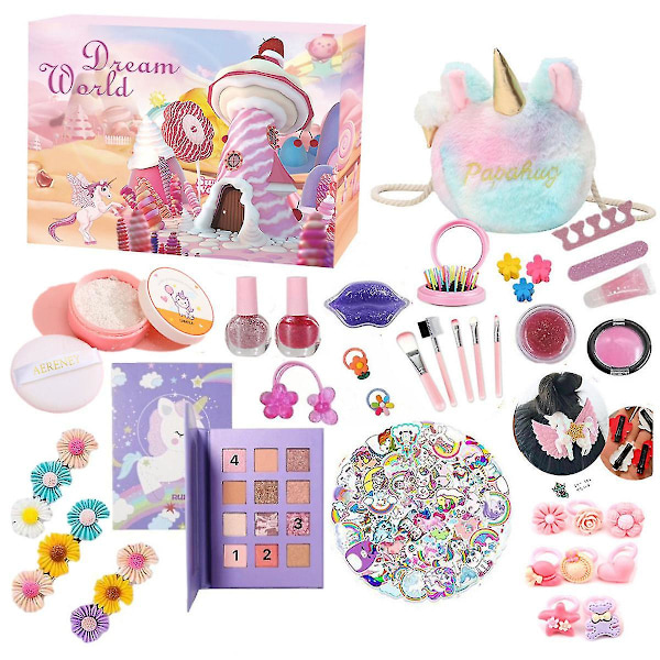 Xmas Advent Calendar - 24 Grid Makeup And Unicorn Bag Set , Christmas Toys For Teenage Girls Kids Birthday Presents Surprised Gifts