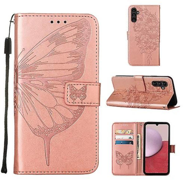 Mobiltelefonskal i präglad fjärilsläder för Samsung Galaxy A25 5g / A24 Rose Gold