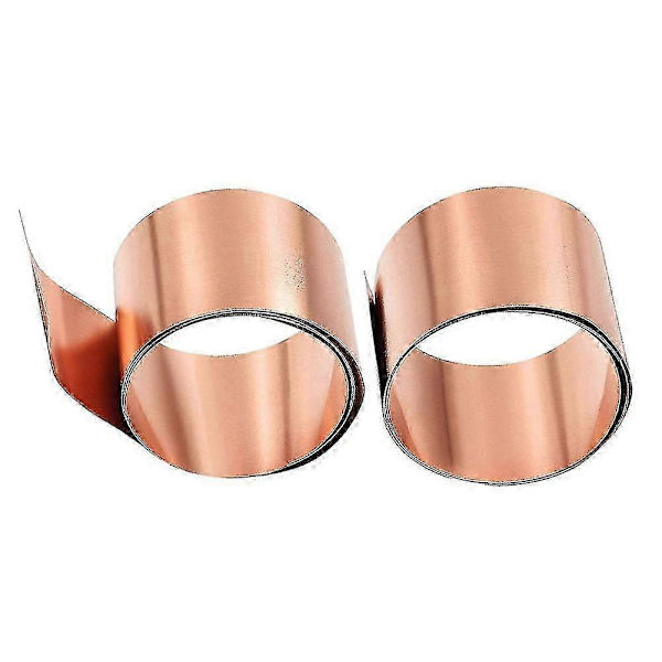 Kobberplade Rulle, Metalfolie Plade 1000mm x 50mm x 0.1mm 2 stk