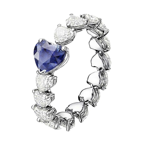 Mode smycken för kvinnor Blå Kärlek Diamantring Smyckesgåva för kvinnor No. 6