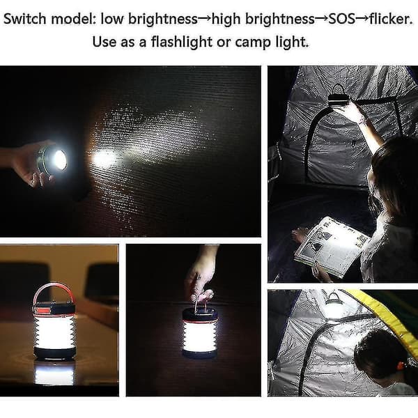 Bærbar LED solcelle lanterne camping vandring lys nødsituation udendørs lampe
