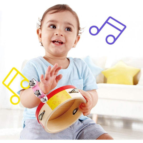 Veeki 6 stk. Percussion Instrumenter, Håndleds Bells Jingle Bells Musikalske Rytme Legetøj, Tilfældige Farver