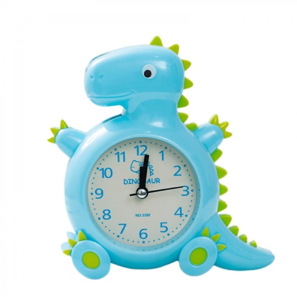 Children's Alarm Clock Cute Cartoon Dinosaur Wall Clock Desktop Clock Dinosaur Clock Children's Best Gift - Blue
