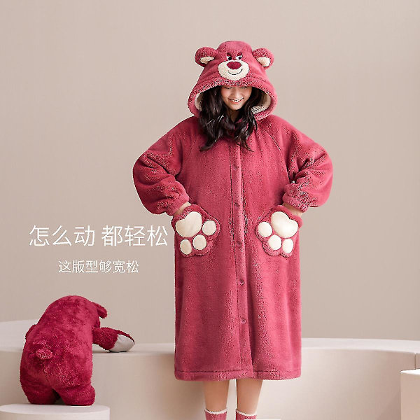 Toy Story3 Lots-o'-huggin' Bear -pyjama, talvi, flanelli, rakastava kigurumi, aikuiset, miehet, naiset, sarjakuva, cosplay-asu M