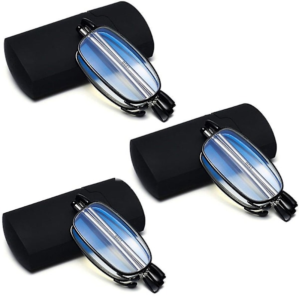 Teleskopiske Arme Foldbare Læsebriller Med Flip-top Etui 3pcs Black 250