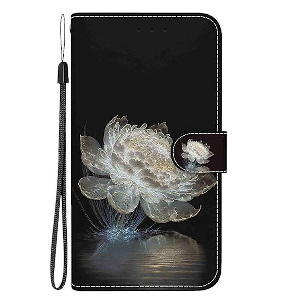 Mobiltelefonskal i läder med kristalltextur och färgad teckning för Samsung Galaxy S23 5g Crystal Peony