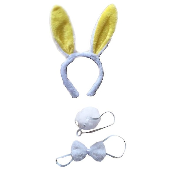3-Piece Cartoon Rabbit Ears Costume Set (White+Yellow)