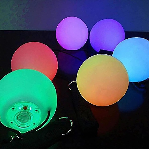 LED Poi-baller, Myke Poi-baller, Regnbue-fade & Høy Strobe Spinning Swirling Lys Rave Toy Poi Ball 1pcs