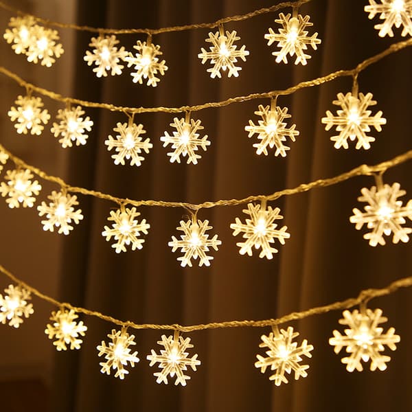 6M 40 LED 2 Tilstande (Varmt Hvidt) Jule Snefnug Lysstreng