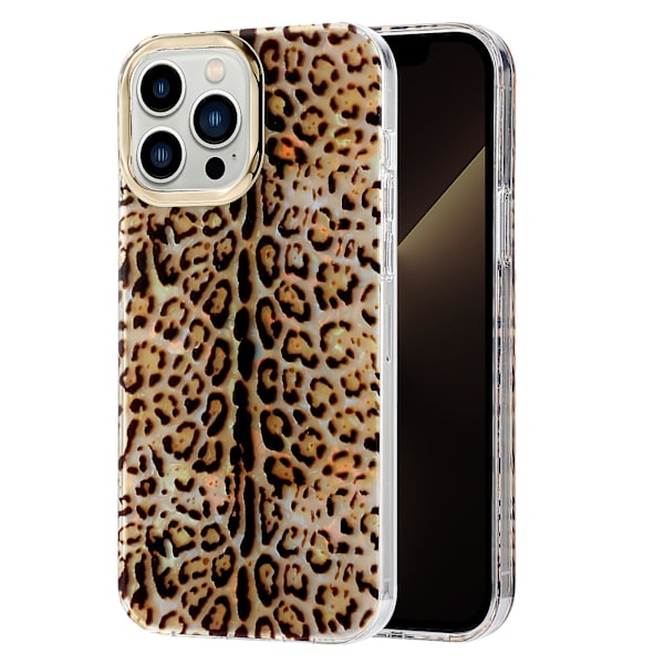 For iPhone 13 Pro Etui Elektroplettering Linse Ramme PC+TPU IMD Telefon Cover Y3 Leopard