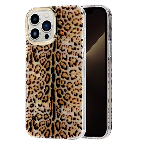 För iPhone 13 Pro Skal Galvanisering Linsram PC+TPU IMD Telefonskal Y3 Leopard