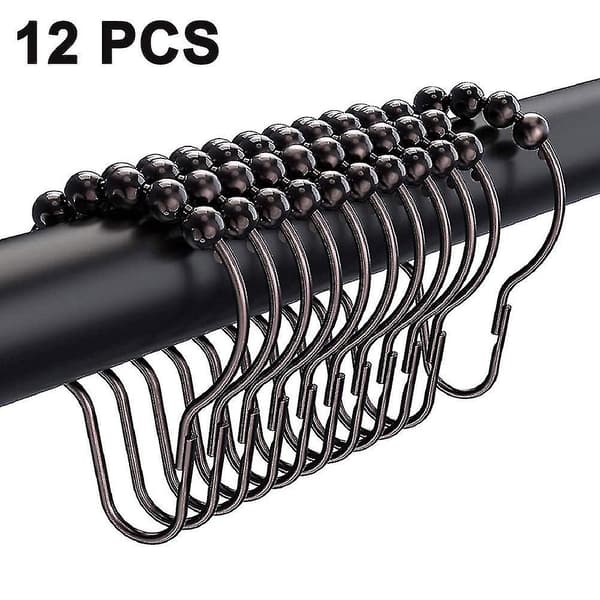 Evago 12-pack Duschdraperiringar - Nickel Färg BLACK