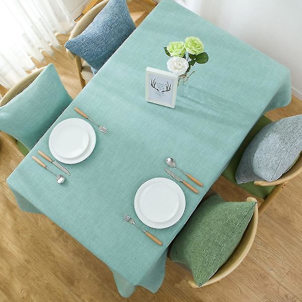 Bomullslinneduk Rektangulär Matsalsduk Överdrag Heminredning Lake Blue 90x90cm