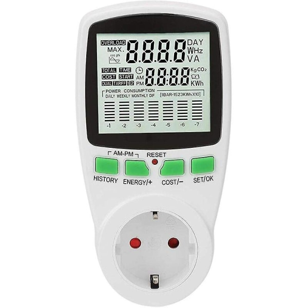 Wattimittari, energiankulutusmittari, virtamittarin pistoke 0-16a Smart Electricity Usage Monitor (UK)