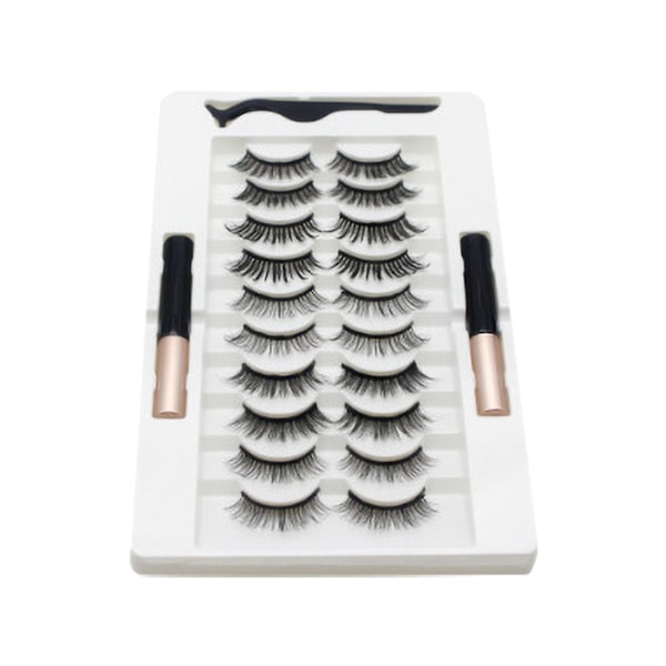 Magneettiset tekoripset 10 paria ripsiä 2 eyeliner-settiä kiharat