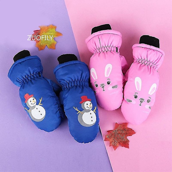 Vintervarma Vantar för Barn Vindtäta för Pojkar Flickor Skidåkning Cykling Klättring Utomhus Vantar Vattentäta Baby Cartoon Vantar Navyrabbit for 6-10t