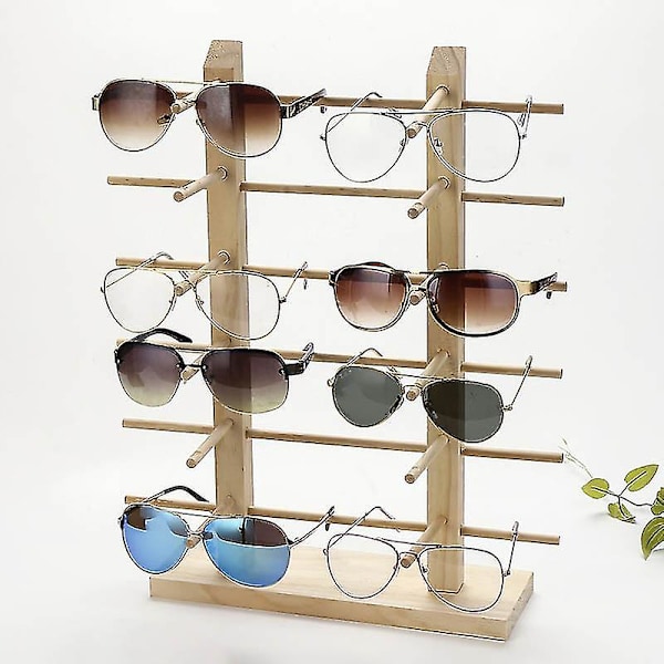 Mimigo 1 stk Træ Solbrille Display Stativ Hylde Træ Holdbar Briller Vis Stativ Holder 2