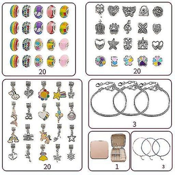 Charm Armband Gör-Det-Själv Smyckesset Present till Barn Flickor Tonåringar multicolour