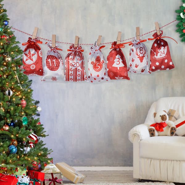 Julkalender Nedräkning Liten Tygpåse Presentpåse