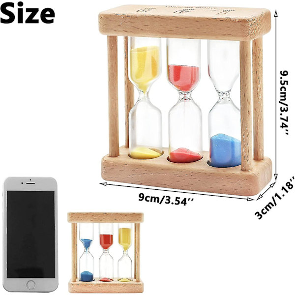 Timglas, 1+3+5 minuters miniatyr trä timglas klocka kreativ sanddekoration