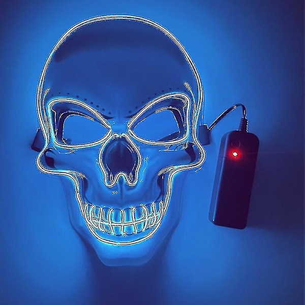 Halloween Maske LED Lys Op Kostumer Gysermaske Til Festtilbehør Blue