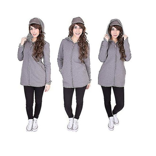 Maternity Winter Jacket Pregnant Women Hoodies Long Sleeve Carrying Newborn Maternity Outfits Casual Hooded Pregnant Sweatshirts gray XXL