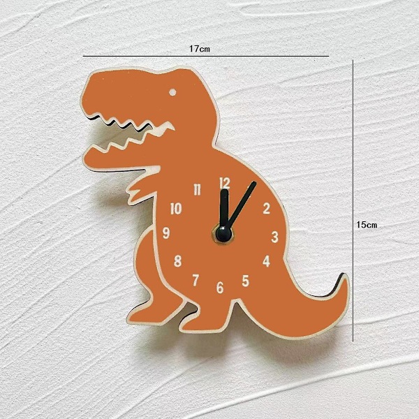 Dinosaurus-kello, sarjakuva, hiljainen kello, seinäkoriste, lastenhuoneen kello, pehmeä koriste, minityyli Coffee color