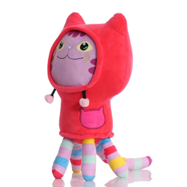 Søde katteplys legetøj, katteplysdukker purple kitten in red clothes