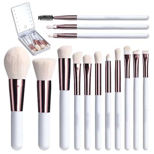 Makeupborste Set Uppladdningsbar Luminous Spegel Bärbar Makeupborste GAO242155 White