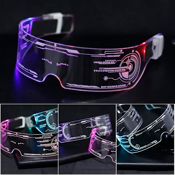 1/2/4 stk. Lysende farvebriller Led-briller El Wire Neon Light Up Visor blue light