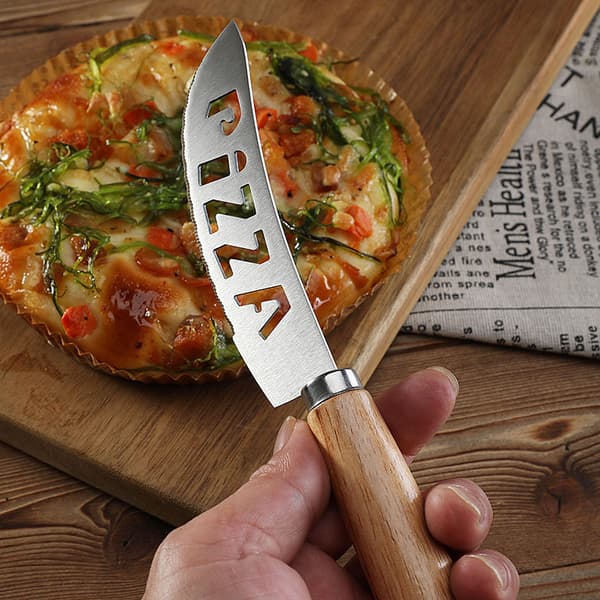 Ostehøvel med eikehåndtak - pizzakutter - rullekutter - pizzakutter i rustfritt stål - pizzahjul - bakeverktøy