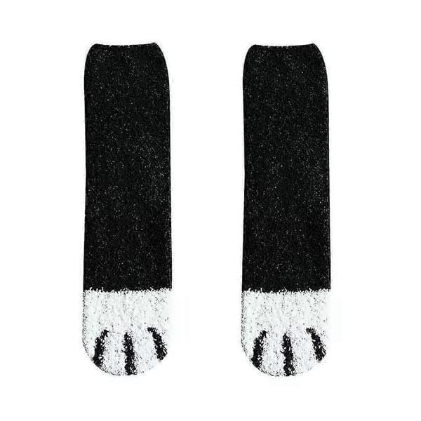 Cat S Dame Varme Bløde Fluffy Sengestrømper Loun Hjemmesko Gulvstrømper Black