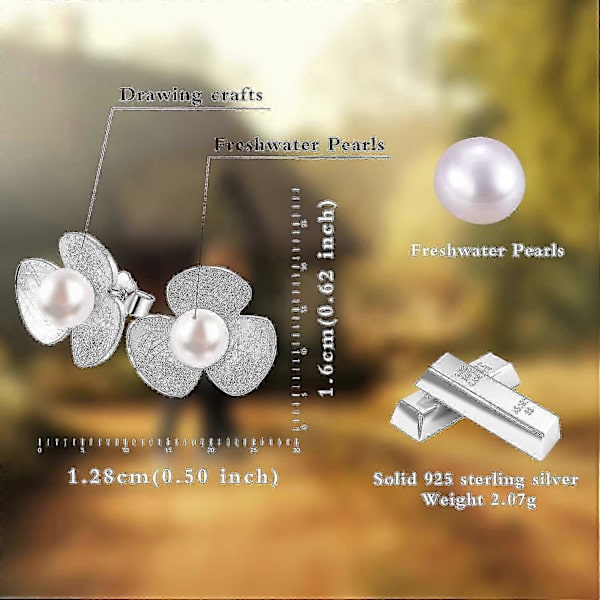 Morsdagspresenter S925 Sterling Silver Örhängen Fräscha Klöverblommor Örhängen Med Sötvattenspärlsmycken