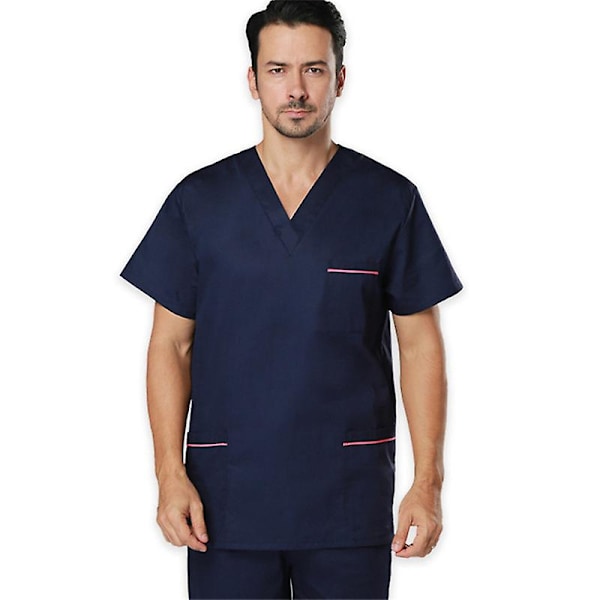 Skrubbkläder för män, medicinska kläder, set med topp och byxor dark blue m