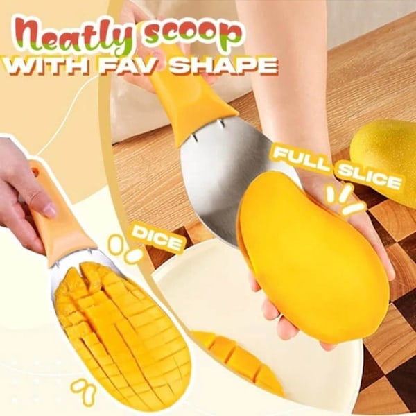 Multifunktionel Mango Slicer Og Frugtdeler Med Ske Og Terning -GSL 2 pcs