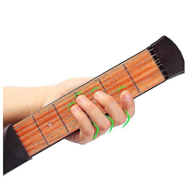 Bärbar fickgitarr 6 band modell träövning 6 strängar gitarrtränare för nybörjare