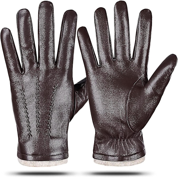 Winter Genuine Sheepskin Leather Gloves For Men. Warm Touchscreen Texting