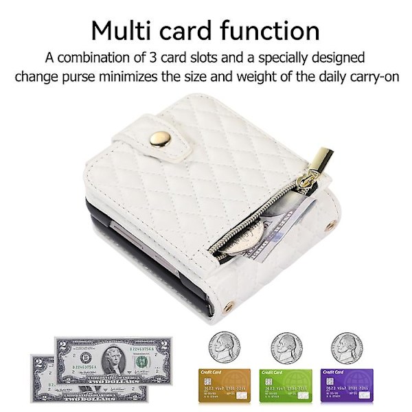 Crossbody-fodral i läder med diamantmönster för Samsung Galaxy Z Flip5 White
