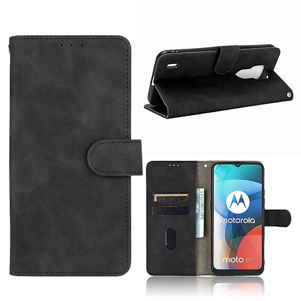 Delikat plånboksfodral i PU-läder till Motorola Moto E7 Black