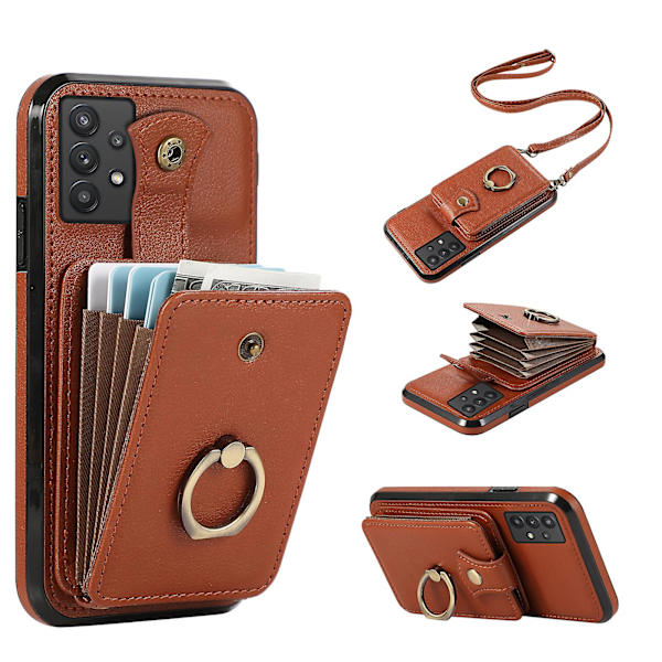 Samsung Galaxy A33 5g Fodral TPU+PU Läder Kortficka Stativ Baksida Brown