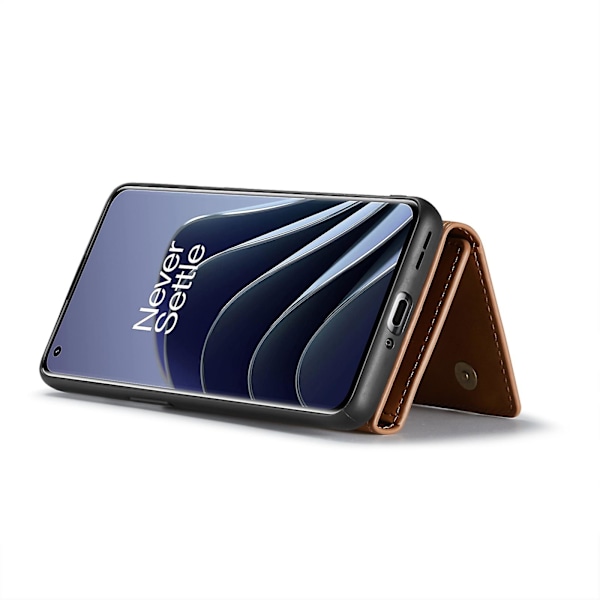 Dg.ming M1-serie til Oneplus 10 Pro 5g Magnetisk adsorption 2-i-1 pung Pc+tpu+pu læder telefon drop-proof etui med kickstand Brown