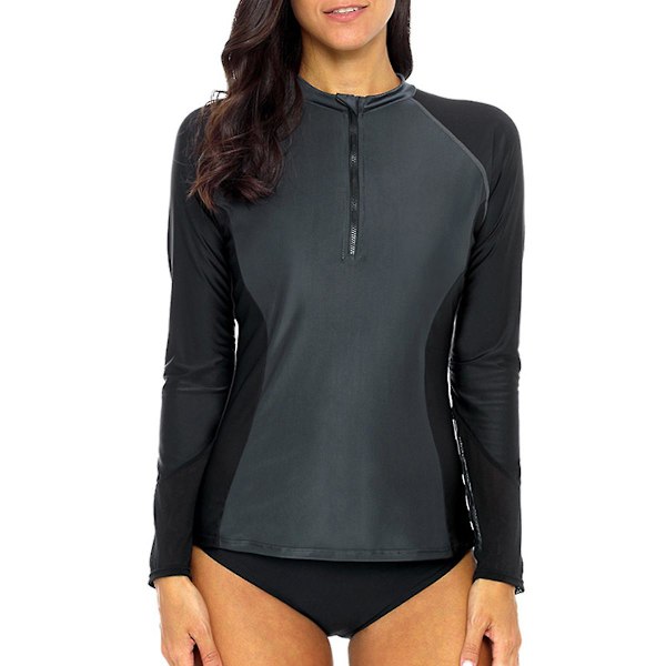 Dames Langærmet UV Solbeskyttende Rash Guard Skjorte Badetøj Top til Kvinder L
