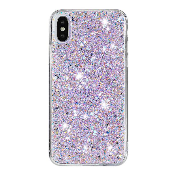 Iphone X/ XS -kotelo epoksipuhelimen suojakotelo kimalteleva jauhe TPU -puhelinkuori Purple