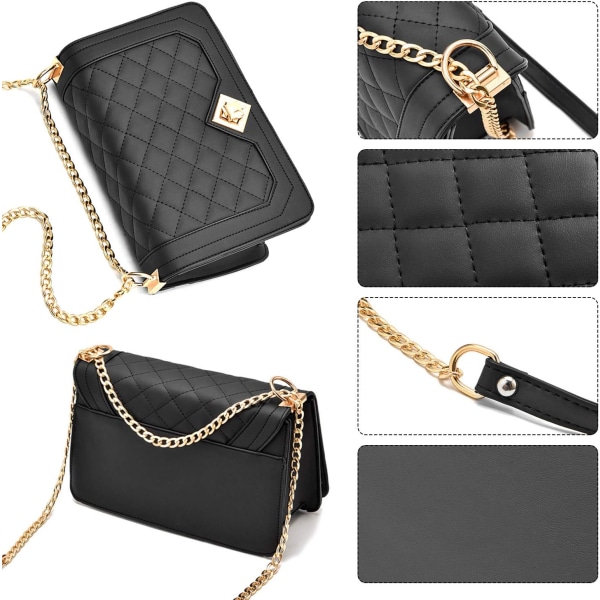 Crossbody Bag Ladies Shoulder Bag Small For Women Pu Leather Waterproof  Handbags With Adjustable Strap Casual Fashion Messenger Bags, Black