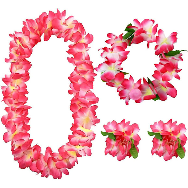 4 stk. Pink Hawaiian Leis til Gradueringsfest, Dansefest, Fotorekvisit Udendørs (pink)